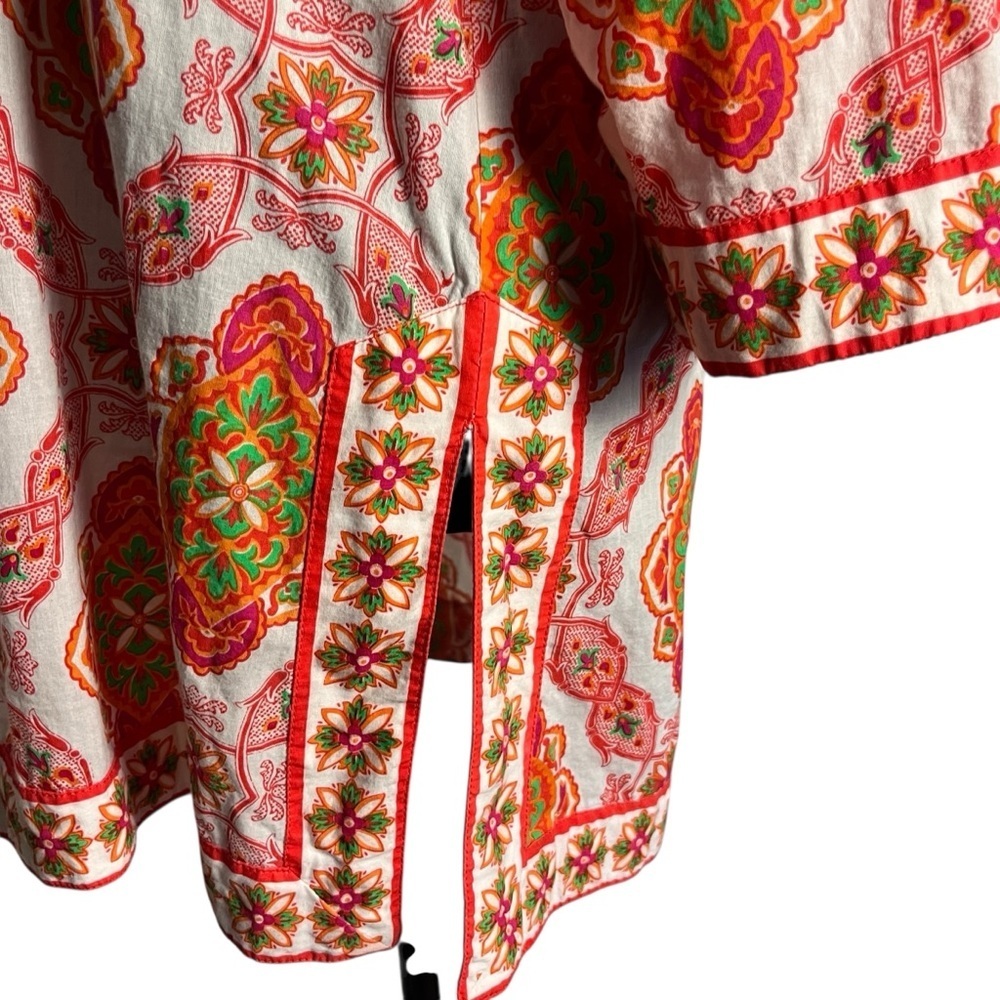 Gretchen Scott Lightweight Pink Orange Medallion Boho Cotton Tunic Top — Size M - Picture 11 of 15